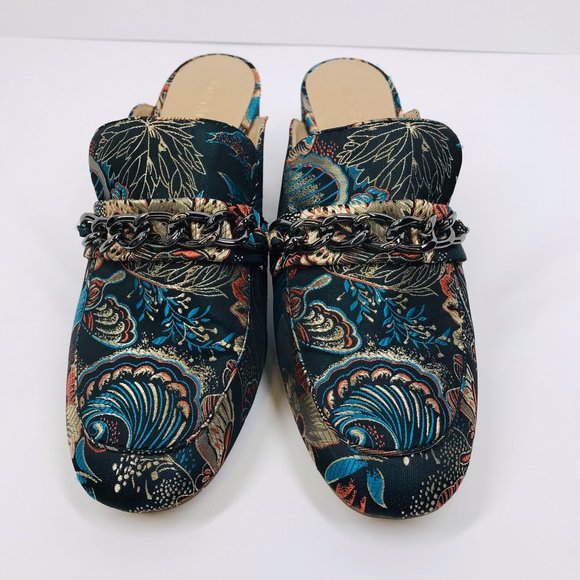 Enzo Angiolini Blue Floral Tapestry Gillian Mules - Picture 2 of 7